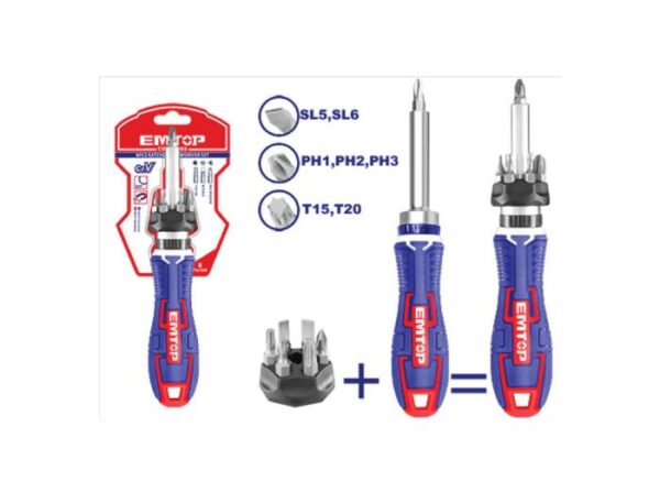 EMTOP 8 Pcs Ratchet Screwdriver Set (ESDRH0802)
