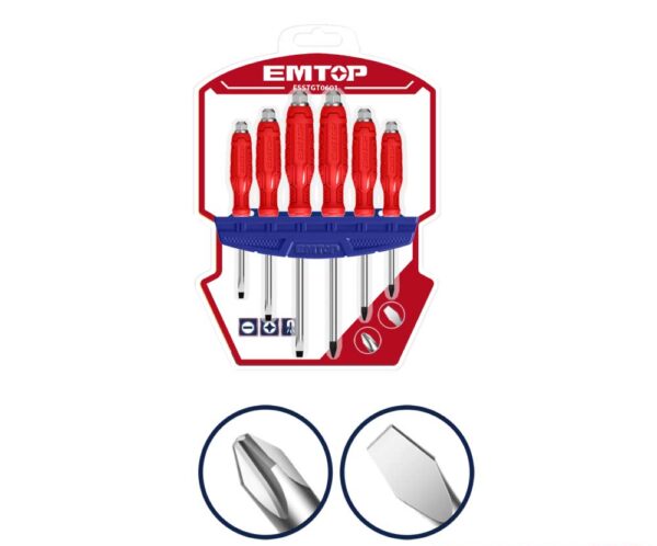 EMTOP 6Pcs Go-Through Screwdriver Set (ESSTGT0601)