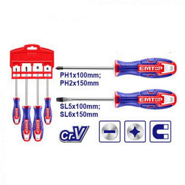 EMTOP 4 Pcs Screwdriver Set (ESST0402)